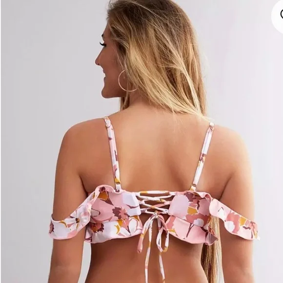 Buckle P2F burgundy floral cold shoulder bikini top - Picture 3 of 13